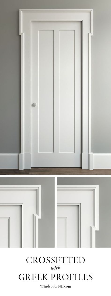 Crossetted door casing featuring Greek Revival Molding Profiles for a historic look in your home. See more related styles at the link - Ceiling Styles, Interior Window Trim, Revival Design, Trim Carpentry, Greek Revival Home, Wainscoting Styles, Mantel Design, Moulding Profiles, Door Casing