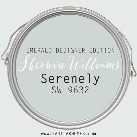 Serenely by Sherwin Williams is a great serene paint color for a bathroom or bedroom! One of the best blue-gray paint colors from the Emerald® Designer Edition™, that can also be used in a laundry room. Check out more about Serenely SW 9632, and the new paint line by Sherwin Williams on our BLOG! #SWEmeraldDesigner #interiordesign #paintcolors Blue Paint Color, Beach Colors, Farmhouse Paint Colors, Paint Color Inspiration, Paint Inspiration, Farmhouse Paint, Pintura Exterior, Favorite Paint Colors, Blue Paint Colors