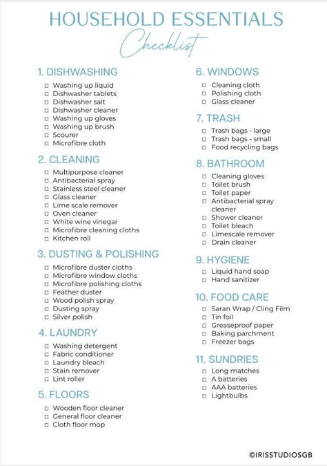 Household Essentials Checklist | House Planner | Home Management | Household Planner | Household Management Planner | Instant Download Home Organizing Categories, List Of Cleaning Supplies For New House, House Inventory List, House Warming List, House Hold Essentials List, House Necessities List, House Binder Organization, House Essentials List First Home, Household Essentials List