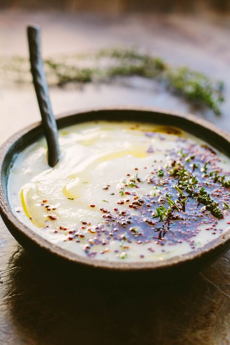 Parsnip Cauliflower Soup with Puffed Quinoa Quinoa Crunch, Tuscan Bean Soup, Toasted Quinoa, Puffed Quinoa, Parsnip Soup, Italian Soup, Vegan And Gluten Free, Italian Recipes Authentic, Cauliflower Soup