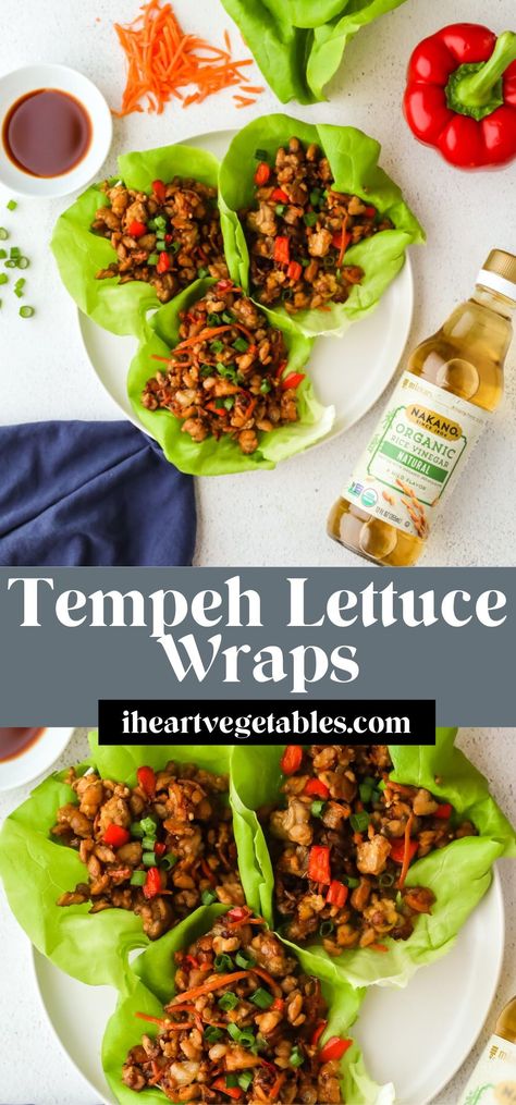 These tempeh lettuce wraps are a delicious high-protein vegan meal that is packed with flavor! Add your favorite veggies and enjoy these tasty wraps! Vegan Lettuce Wraps, Vegan Protein Recipes, Tempeh Recipes, High Protein Vegan Recipes, High Protein Vegan, Vegan Meal, Fried Vegetables, Vegetable Stir Fry, Collard Greens