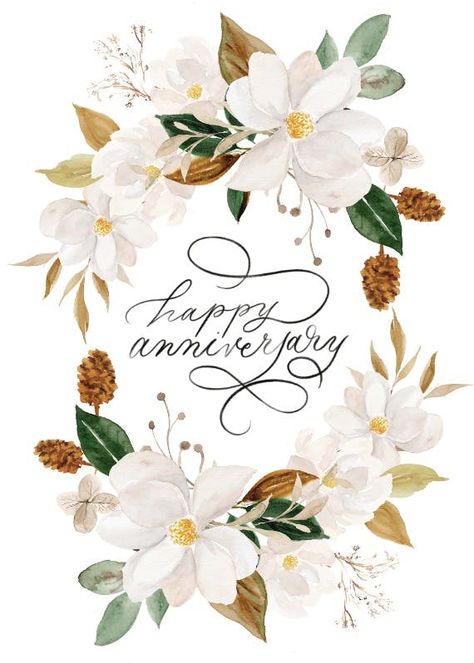 Magnolia Blooms - Happy Anniversary Card | Greetings Island Happy Blessed Anniversary, Anniversary Pics, Happy Anniversary Card, Happy Anniversary Wishes, Card Greetings, Greetings Island, Anniversary Art, Happy Anniversary Cards, Diy Anniversary