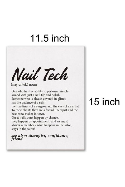 LEXSIVO Nail Tech Definition Print Canvas Wall Art Salon Beauty Room Decor Nail Tech Painting 12x15 Canvas Poster Framed Ready to Hang Dictionary Nail Artwork Beauty Gift Nail Artwork, Nail Quotes, Beauty Room Decor, Tech Art, Salon Beauty, Great Nails, Nail Studio, Beauty Room, Definition Prints