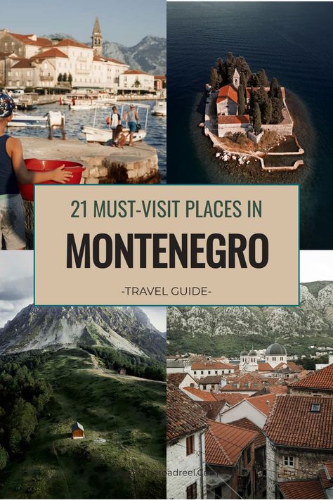 21 must-visit places in Montenegro - Travel guide with images of coastal towns, islands, mountains, and historic rooftops. Petrovac Montenegro, Montenegro Roadtrip, Montenegro Itinerary, Montenegro Beach, Montenegro Travel, Herceg Novi, Harbor Town, Visit Places, Most Romantic Places