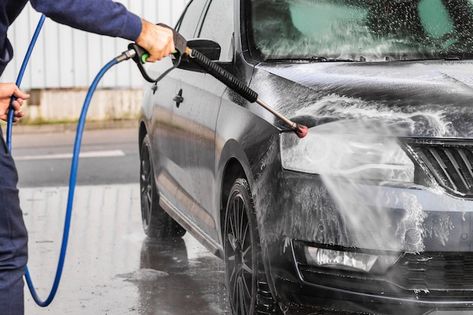 A man is washing a car at self service c... | Premium Photo #Freepik #photo #car-wash #car-washing #car-cleaning #car-water Self Service Car Wash, Car Wash Systems, Steam Car Wash, Car Wash Machine, Car Cleaning Services, Car Wash Business, Automatic Car Wash, Mobile Car Wash, Car Wash Services