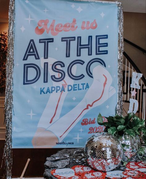 Semi Formal Themes, Sorority Party Themes, Bid Day Ideas, Themes Sorority, Sorority Recruitment Themes, Enchanted Forest Decorations, Sorority Socials, Disco Theme Party, Sorority Party