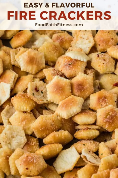 Try this quick fire crackers recipe! Made with oyster crackers coated in a zesty blend of ranch seasoning and crushed red pepper flakes, these crackers are sure to satisfy your craving for something crunchy and spicy. Savory Treats Snacks, Recipe For Oyster Crackers, Oyster Fire Crackers, Ranch Oyster Crackers With Oil, Alabama Hot Crackers, Savory Oyster Crackers Recipe, Hot Oyster Crackers Recipe, Saltines Ranch Crackers, Oyster Cracker Snack Mix Recipes