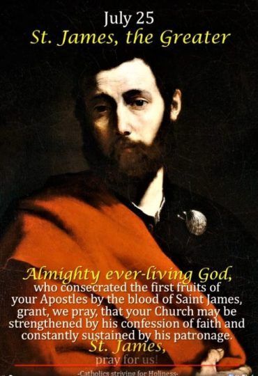 July 25: ST. JAMES THE GREATER, APOSTLE AND MARTYR. | Catholics striving for holiness Saint James The Apostle, St James The Apostle, Saint James The Greater, Saint Costume, St James The Greater, Daily Gospel, Novena Prayers, Opening Prayer, Saint Quotes Catholic