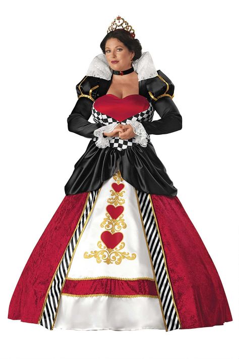 Plus Size Queen of Hearts Costume for Women | Chasing Fireflies Fancy Dress Plus Size, Queen Of Hearts Halloween Costume, Hearts Outfit, Queen Of Hearts Halloween, Games Halloween, Heart Costume, Queen Of Hearts Costume, Baby Kostüm, Plus Size Halloween Costume