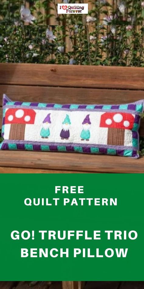 Free Quilt Pattern: GO! Truffle Trio Bench Pillow Bench Pillows Patterns, Lumbar Pillow Quilt Pattern, Bench Pillow Patterns Free, Quilted Bench Pillow Patterns Free, Quilted Bench Pillow Patterns, Bench Pillow Patterns, Christmas Pillow Quilt Pattern, Pillow Cover Patterns, Pillow Quilt