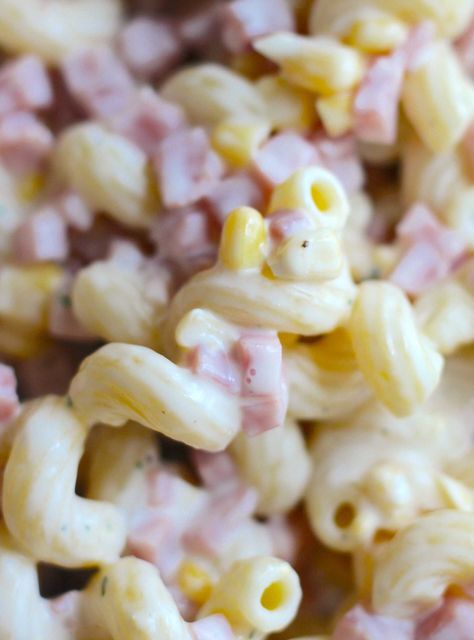 Creamy Ham Pasta Salad | 12 Tomatoes Ham And Corn Pasta Salad, Pasta Salad With Ham Recipes, Mexican Ham Pasta Salad, Creamy Ham Pasta Salad, Pasta Salad With Ham And Cheese, Ham And Pasta Salad, Macaroni Ham Salad, Ham And Cheese Pasta Salad, Pasta Salad With Ham