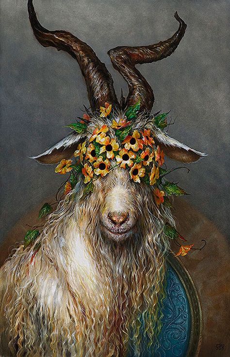 Esao Andrews Lisa Ericson, Esao Andrews, Martin Wittfooth, Gothic Nature, Fairy Painting, Black Phillip, Black Goat, Goat Art, 동화 삽화