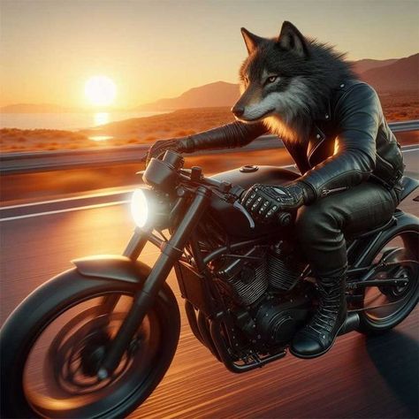 Biker Halloween, Wolf Art Fantasy, Werewolf Drawing, On Motorcycle, Wolf Pictures, Fox Art, Wolf Art, Wolves, Animal Art