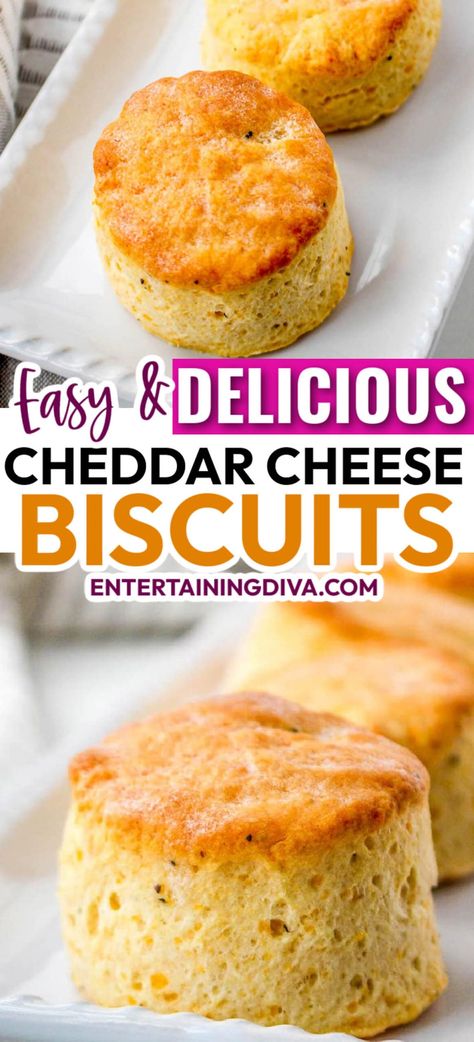 Easy Cheddar Cheese Biscuits (Only 4 Ingredients) | Holiday Recipes Cheese Busicuts Recipes, Savory Biscuits Recipe, Homemade Cheddar Cheese, Cheese Biscuits Recipe, Cheddar Cheese Biscuits, Christmas Turkey Recipes, Easy Homemade Biscuits, Savoury Biscuits, Cheese Biscuits