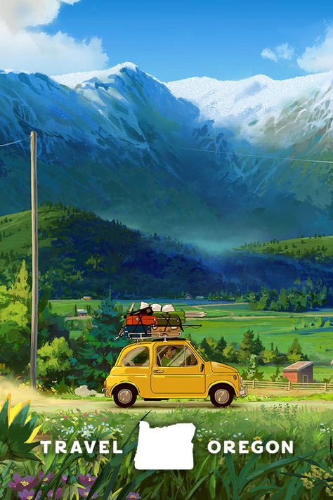 This animation is exactly what it feels like to visit Oregon. Only slightly exaggerated. Just a little. Exaggerated Art, Visit Oregon, Travel Oregon, Tanzania Travel, Studio Ghibli Art, Oregon Travel, Ghibli Art, Arte Sketchbook, Anime Scenery Wallpaper