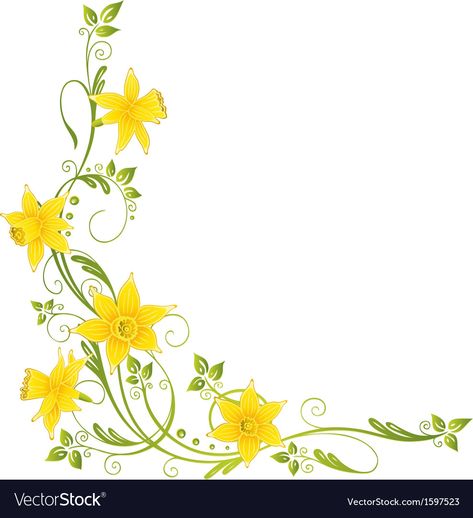 Daffodil Clipart, Flower Border Clipart, Spring Vector, Halloween Borders, Angel Vector, Easter Flower, Lotus Flower Design, Vintage Borders, Travel Drawing