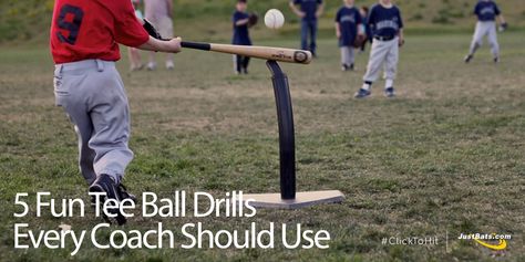 5 Fun Tee Ball Drills Every Coach Should Use | JustBats Blog Tee Ball Drills, Tball Drills, Tball Coach, Youth Baseball Drills, Baseball Tickets, Tee Ball Mom, Kids Softball, Soccer Drills For Kids, Softball Drills