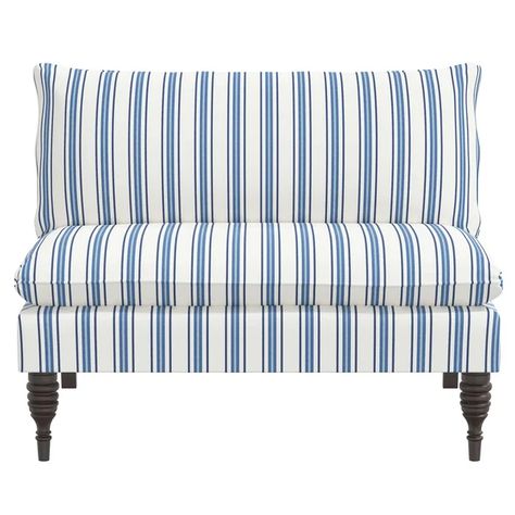 Robinson 47'' Cotton Armless Loveseat Performance Fabric Dining Chair, Lakeside Farmhouse, Upholstered Settee, Blue And White Living Room, Skyline Furniture, Armless Loveseat, Loveseat Sofa, Pillow Top, Birch Lane