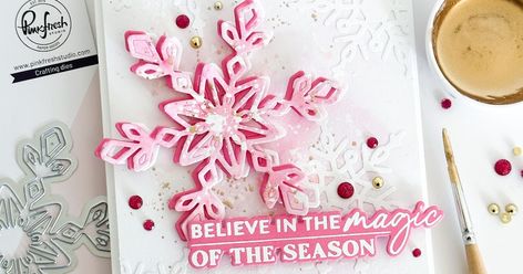 Welcome to the Pinkfresh Studio Christmas Release   🌟  what could be better than sending handmade Christmas Cards to your loved ones?  In... Christmas Phrases, Handmade Christmas Cards, Pinkfresh Studio, Card Background, Holiday Stamping, Paper Snowflakes, White Snowflake, Pink Watercolor, Christmas Cards Handmade