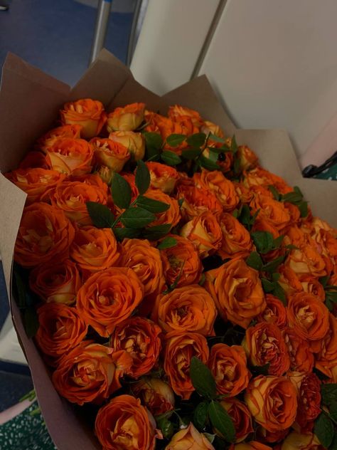 Orange Roses Aesthetic, Orange Rose Bouquet, Luxury Bouquet, Flower Boquet, Fancy Flowers, Nothing But Flowers, Fall Wedding Bouquets, Flower Therapy, Beautiful Bouquet Of Flowers