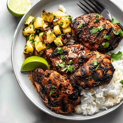 Jerk Chicken Sides, Jerk Chicken Dinner, Jerk Chicken With Pineapple Salsa, Pineapple Jerk Chicken, Jerk Chicken With Pineapple, Chicken With Pineapple Salsa, Caribbean Dinner, Tropical Dishes, Italian Seasoning Recipe