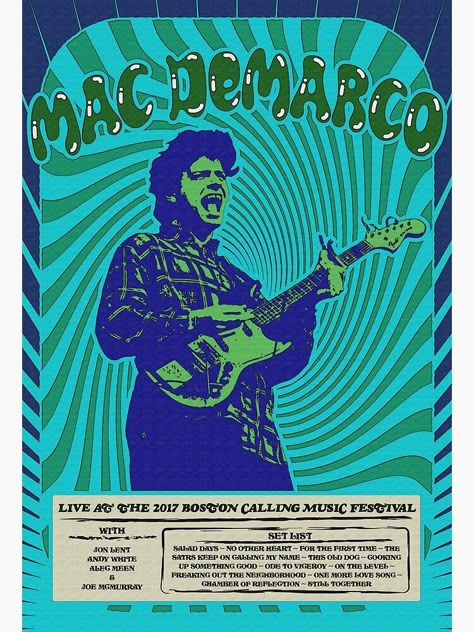 "Mac DeMarco Psychedelic Poster" Poster by 5040designs | Redbubble Music Posters Mac Demarco, Vacations Poster Band, Mac Demarco Poster Prints, Mac Demarco Aesthetic Poster, Mac Demarco Poster Vintage, Marc Demarco Poster, Bedroom Picture Collage, Mac Demarco Aesthetic, Retro Aesthetic Room Decor