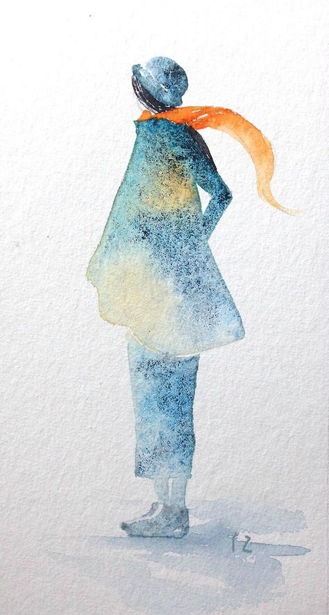 Watercolour Person, Pastel Illustration Art, Watercolor Clothes, Watercolour People, Figure Watercolor, Watercolor Figures, Watercolor Fashion Sketch, 달력 디자인, Art Deco Paintings