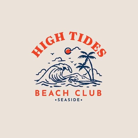 Free Vector | Hand drawn beach club logo design Vintage Surf Brand Logos, Beach Cafe Logo, Art Club Logo, Beachy Logo, Beach Club Logo, Surf Logos, Beach Branding, Logo Design Food, Face Logo Design