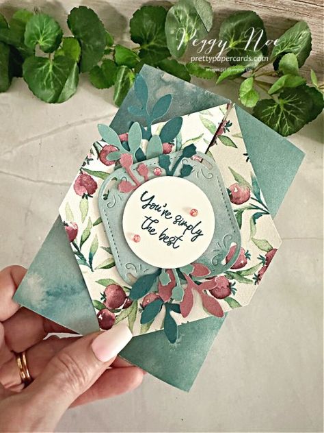 NEW VIDEO: Fun Fold Winter Meadow Card! - Pretty Paper Cards Jan B Cards, Unique Card Making Ideas, Fancy Fold Cards Tutorials, Mulberry Paper Cards, Patterned Paper Cards, Su Cards 2024, Winter Meadow Stampin Up Cards, Stampin Up Winter Meadow, Card Folds