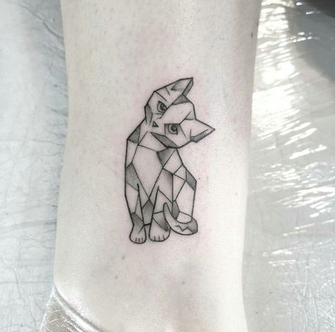 Geometric Cat Tattoo, Simple Cat Tattoo, Line Art Simple, Cat Tattoo Ideas, Brother Sister Tattoo, Peacock Feather Tattoo, White Ink Tattoo, Geometric Cat, Cat Tattoo Designs