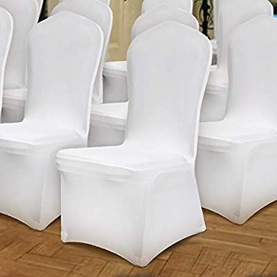 White Chair Covers Wedding Ceremony, Banquet Chair Covers Wedding, Wedding White Chair Covers, Spandex Chair Covers Wedding, White Chair Covers With Gold Sash, Ruffled Chair Covers, Chair Covers Party, White Chair Covers, Banquet Chair Covers