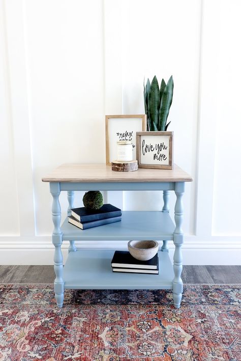 Painting a Side Table Painted Table Ideas, Best Paint For Wood, Best Paint Sprayer, Fill Nail Holes, Grey Side Table, Heirloom Traditions Paint, Side Table Makeover, Painted Side Tables, Diy Side Table