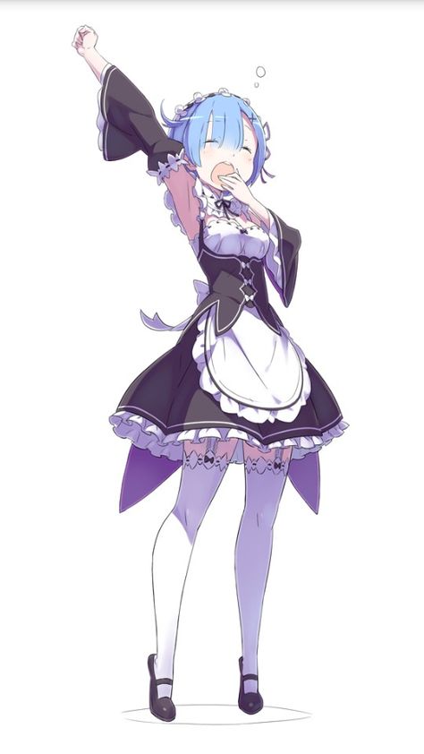 Rem stretching Anime Stretching Pose, Re:zero Subaru, Rem Re Zero, Ram And Rem, Re Zero Rem, Re Zero, Manga Cosplay, Anime Poses, Funky Art