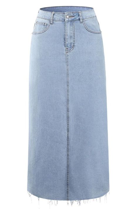 Jean Long Skirt Outfits, Long Blue Jean Skirt Outfits, Blue Jean Skirt Outfits, Jean Skirt Short, Jean Skirt Long, Long Jeans Skirt, Jeans Long Skirt, Diy Denim Skirt, Jean Skirt Fashion