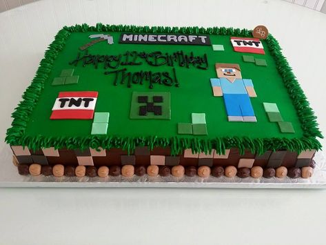 Sheet Cakes Minecraft Sheet Cake Ideas, Minecraft Sheet Cake, Minecraft Cake Designs, Pastel Minecraft, Sheet Cakes Decorated, Minecraft Cakes, Minecraft Spider, Minecraft Bday, Minecraft Party Decorations