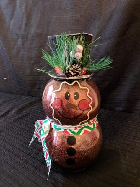 Dollar store fish bowls Fish Bowl Gingerbread Man, Fish Bowl Christmas Crafts, Fish Bowl Snowman Dollar Stores, Fish Bowl Grinch, Santa Fish Bowl Craft, Dollar Tree Fish Bowl Crafts, Fish Bowl Christmas Ideas, Fishbowl Santa, Fish Bowl Crafts