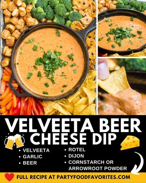 This easy beer cheese dip is made with Velveeta and your favorite beer. It has a rich, creamy flavor! Add your favorite veggies and breadsticks for a delicious party dip. Velveeta Beer Cheese, Velveta Cheese Dip, Velvetta Cheese Dip, Easy Beer Cheese Dip, Easy Beer Cheese, Velveeta Cheese Dip, Rotel Cheese Dip, Football Food Appetizers, Beer Cheese Sauce