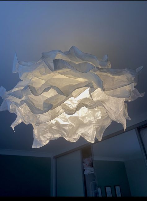 room inspo, crumpled dainty fairy lampshade Fairy Lampshade, Ikea Paper Lamp, Krusning Ikea, Ikea Krusning, Ikea Lamp, Paper Lampshade, Flower Lamp, Flower Paper, New Room