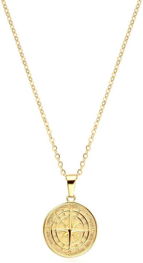 18k Gold Compass North Star Pendant Chain Mens Compass Necklace Gold Anchor Pendant Vintage Necklace For Men Boyfriend Gift Girlfriend Gift | Amazon.com Gold Compass Necklace, North Star Pendant, North Star Necklace, Anchor Pendant, Compass Pendant, Chain For Men, Compass Necklace, Gold Chains For Men, Gift Girlfriend