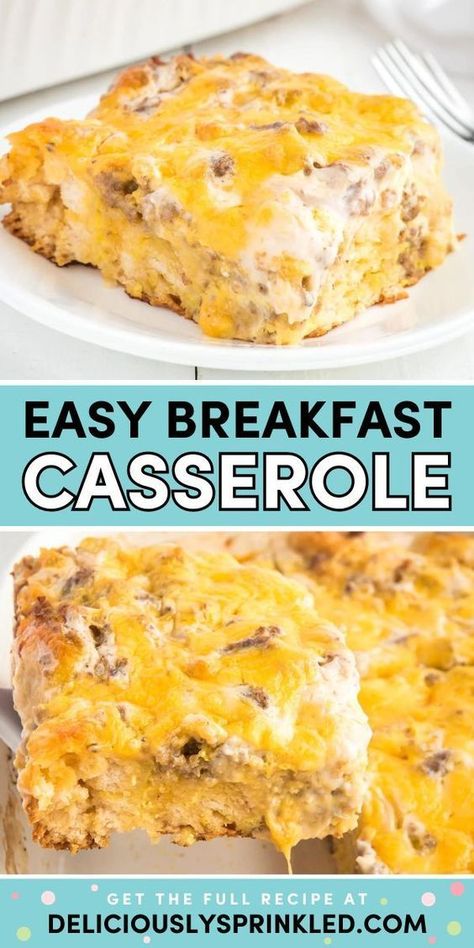 Need an easy school breakfast idea? Start your mornings with this breakfast casserole! The whole family will love this egg casserole with biscuits, sausage, gravy, and cheese. Plus, this simple back to school recipe comes with make ahead and overnight options! Quick And Easy Casserole Recipes, Sausage Egg Casserole, Breakfast Casserole With Biscuits, Casserole Recipes For Dinner, Easy Breakfast Casserole Recipes, Make Ahead Breakfast Casserole, Best Casserole, French Toast Pancakes, Breakfast Enchiladas