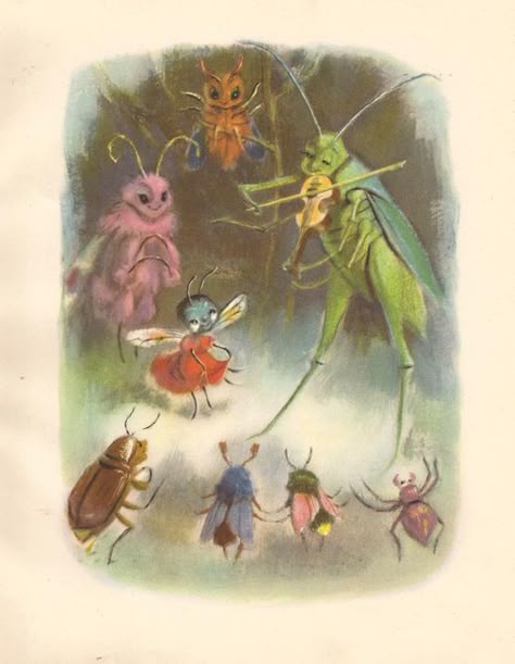 Bug Dance Vintage Childrens Illustration By Ruth by Elizabeth100: Musical Animals, Insect Illustration, Draw Tutorial, Insect Art, Hans Christian, Book Illustrations, Vintage Children's Books, Printed Plates, Childrens Illustrations