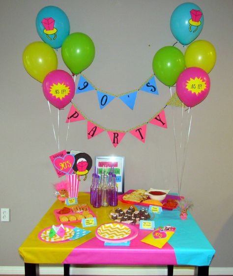 How to Throw a Rad 90's Theme Party - EventOTB 90's Theme Party, 90s Party Decorations, 30th Bday Party, 30th Birthday Bash, 90s Theme Party, Books For Women, Party Invite Design, 90s Theme, 90s Party