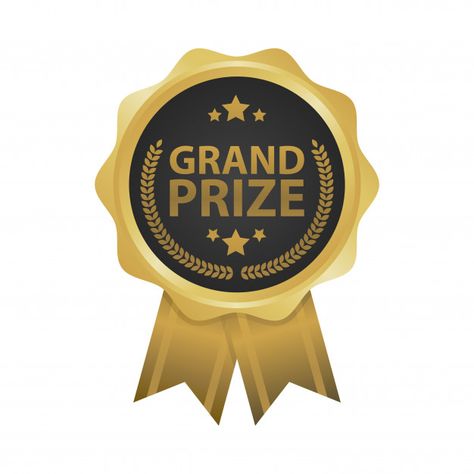 Grand prize win gold badges Premium Vect... | Premium Vector #Freepik #vector #ribbon Grand Prize Poster Design, Winners Poster Design, Grand Opening Banner, Grand Opening Invitations, Grand Opening Party, Wave Curtains, Bussines Women Lifestyle, Wall Texture Design, Wall Texture