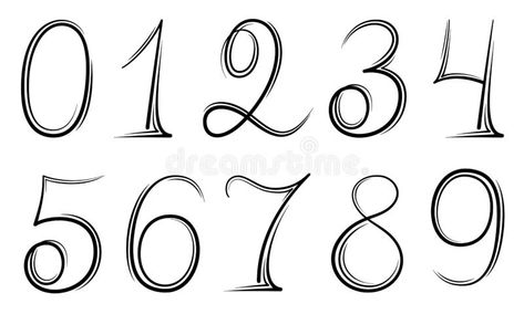 Numbers Set 0-9 In Hand Drawn Calligraphy Style In Black On A White Background. Vector Design Template Elements Stock Vector - Illustration of vector, delicate: 168004758 Number Hand Lettering, Fancy Numbers Calligraphy, Calligraphy Numbers Hand Drawn, 2024 Calligraphy Numbers, Number Fonts Handwritten, Number Drawing Design, Number Styles Fonts, Calligraphy Numbers Fonts, Hand Lettering Numbers