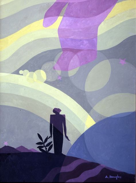 "The Creation" (1935) by Aaron Douglas at Washington, D.C.'s National Museum of African American History & Culture is located on the top floor of the museum. The modernist landscape depicts the first man witnessing the creation of life at the hand of God. Aaron Douglas, History Painting, African American Art, Teaching Art, Art Lesson, Hollywood Glamour, Graphic Artist, American Artists, African Art