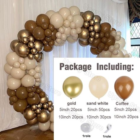 Retro Coffee Brown White Sand Gold Balloons Arch Garland Kit Birthday Party Decor Baby Shower Wedding Decorations Kids Globos - Ballons & Accessories - AliExpress Balloons Arch, Valentines Day Gifts For Friends, Friends Valentines Day, Halloween Party Props, Transparent Balloons, Gold Party Decorations, Mothers Day Decor, Gold Birthday Party, Retro Coffee