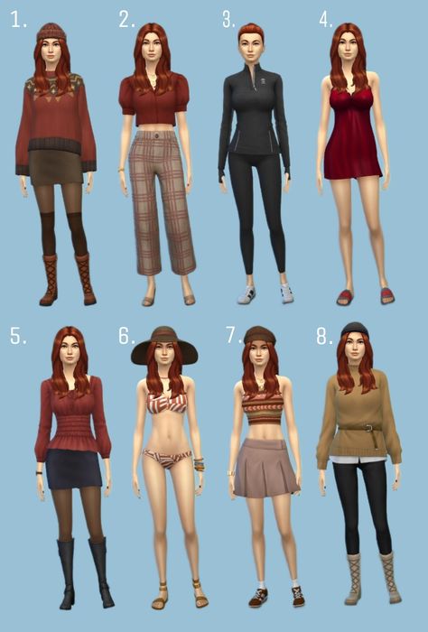 Sims 4 outfit inspiration, without cc, my ID is Yuna_licht. #sims4 #ts4 #sims4outfits #ts4outfits Sims 4 Clothes Base Game, Sims 4 Character Ideas Base Game, Sims Without Cc, Sims 4 Characters No Cc, Base Game Sims 4 Outfits, The Sims 4 Outfit Ideas No Cc, Sims 4 Outfit Ideas No Cc, Sims 4 Inspiration People, Sims 4 Outfits No Cc