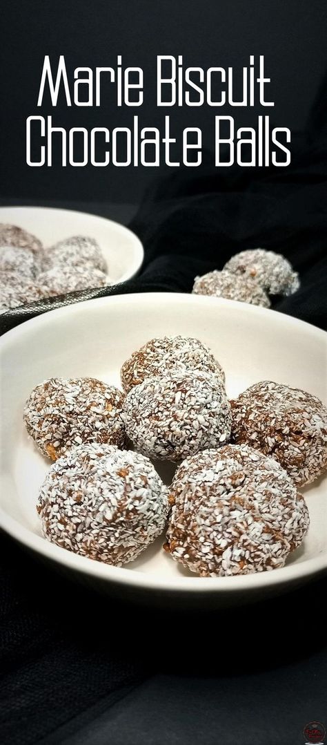 Marie Biscuit Chocolate Balls Recipe: 
https://youtu.be/j_s2uWXhL7g

These Marie Biscuit Chocolate Balls are super easy to prepare. It is a cold dessert that even the kids will love.

The ingredients are basic & most people already have these items lying around in their cupboard. Marie Biscuits Recipe, Date Balls Recipe With Marie Biscuits, Marie Biscuit Recipes, African Desserts, Chocolate Balls Recipe, Marie Biscuits, South African Desserts, Biscuit Pudding, Marie Biscuit