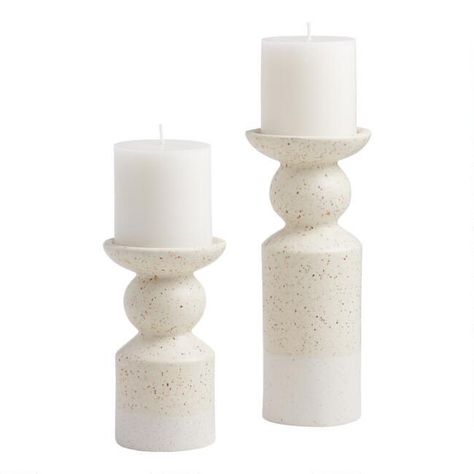 Ceramic Candles, Wood Pillar Candle Holders, Chic Natural, White Pillar Candles, Roman Columns, Pillar Candle Holder, Ceramic Color, Candle Plate, Candle Aesthetic