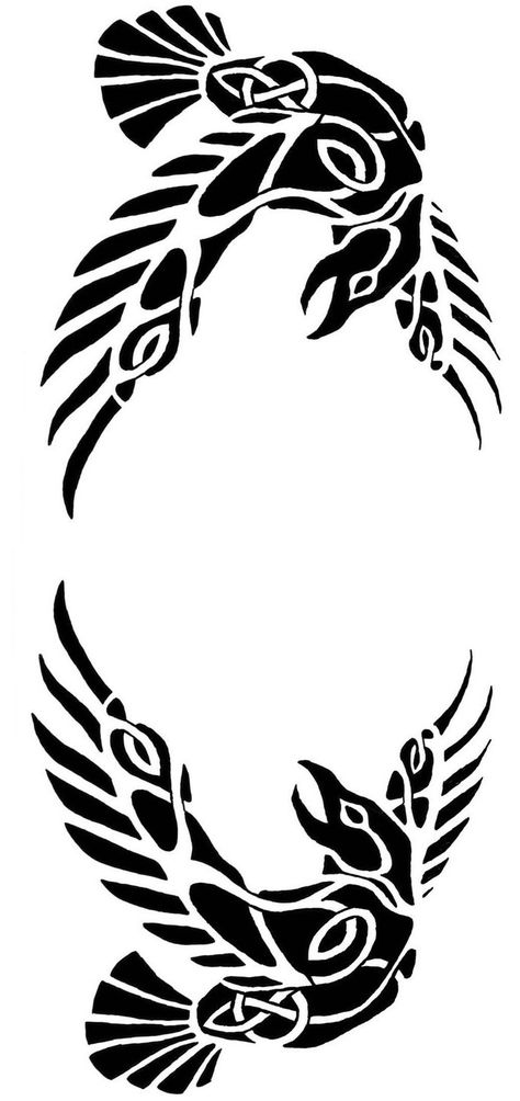 Native Canadian Tattoo, Munin And Hugin Tattoo, Odin's Crows Tattoo, Irish Viking Tattoos For Men, Viking Ornament Pattern, Viking Raven Symbol, Nordic Animal Tattoo, Norse Neck Tattoo, Ulfhednar Tattoo